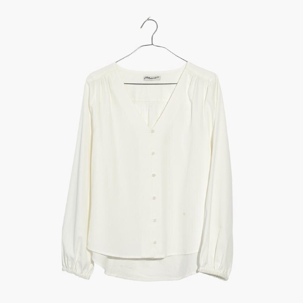 Madewell NWT White V-Neck Button-Down Shirt XL